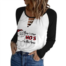 Holiday Matching T Shirts Plaid Long Sleeve Funny Leopard Printed Graphic Tees Soft And Comfortable Christmas Gifts For Mom With Classic Christmas