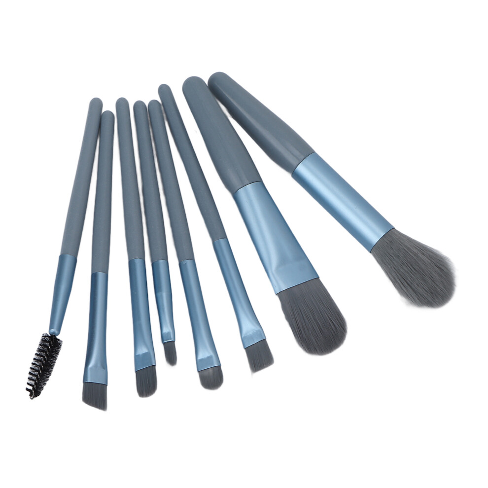 8pcs Portable Cosmetic Face Powder Makeup Brush Set for Women Girls Blue