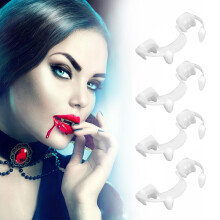 4 Pairs Retractable Vampire Fangs with Realistic Fake Teeth for Halloween Cosplay Party