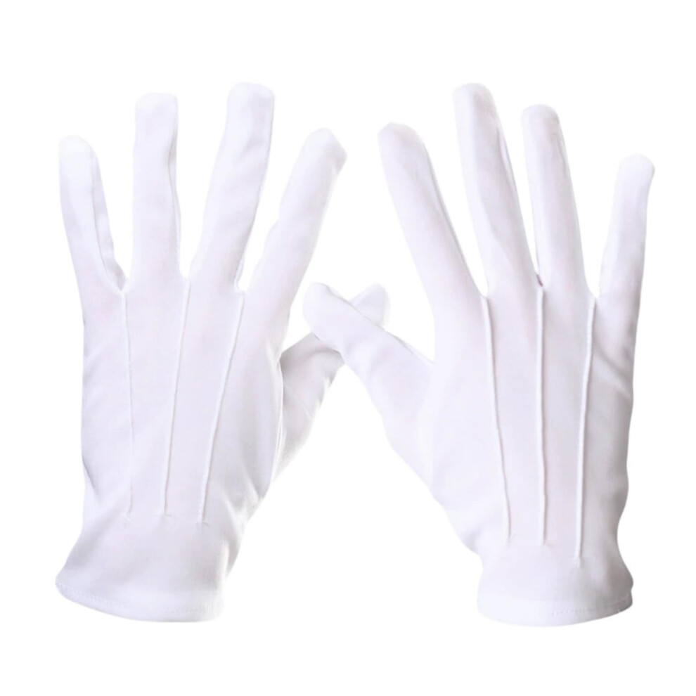 White Cotton Moisturizing Gloves for Dry Hands Eczema Care, Breathable Reusable, 2 Pairs