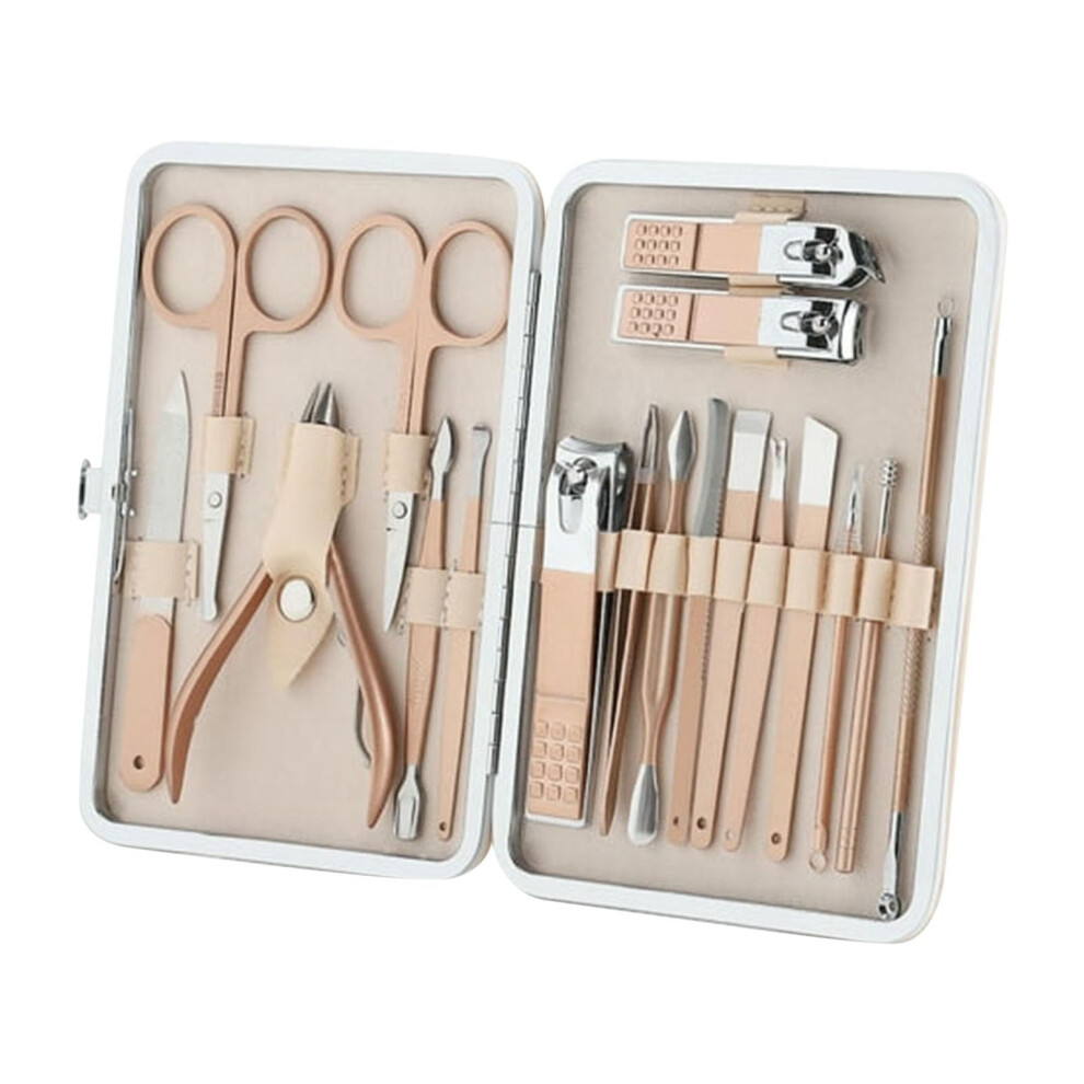 Manicure Pedicure Set 18pcs Stainless Steel Nail Clippers Kit with Case for Fingernails and Toenails