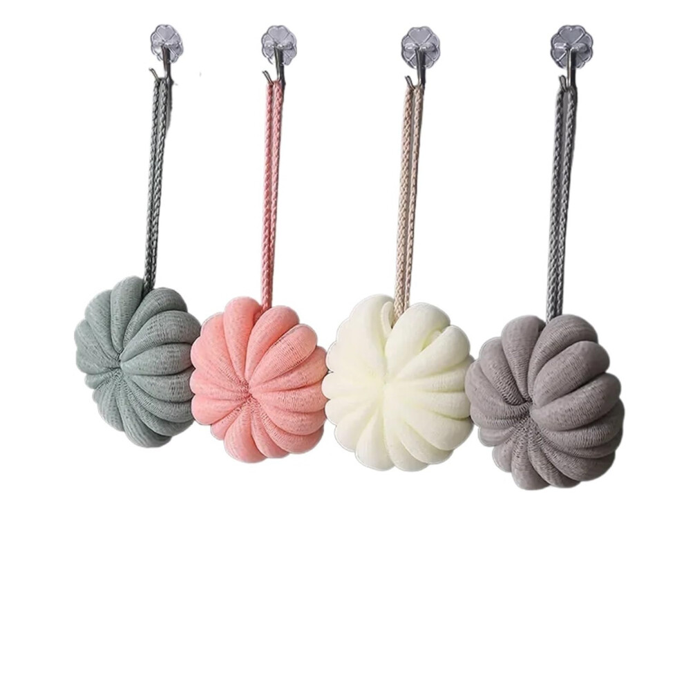 Shower Loofah Pouf Set 4Pack Bath Sponge for Gentle Skin Exfoliation and Rich Lather Creation