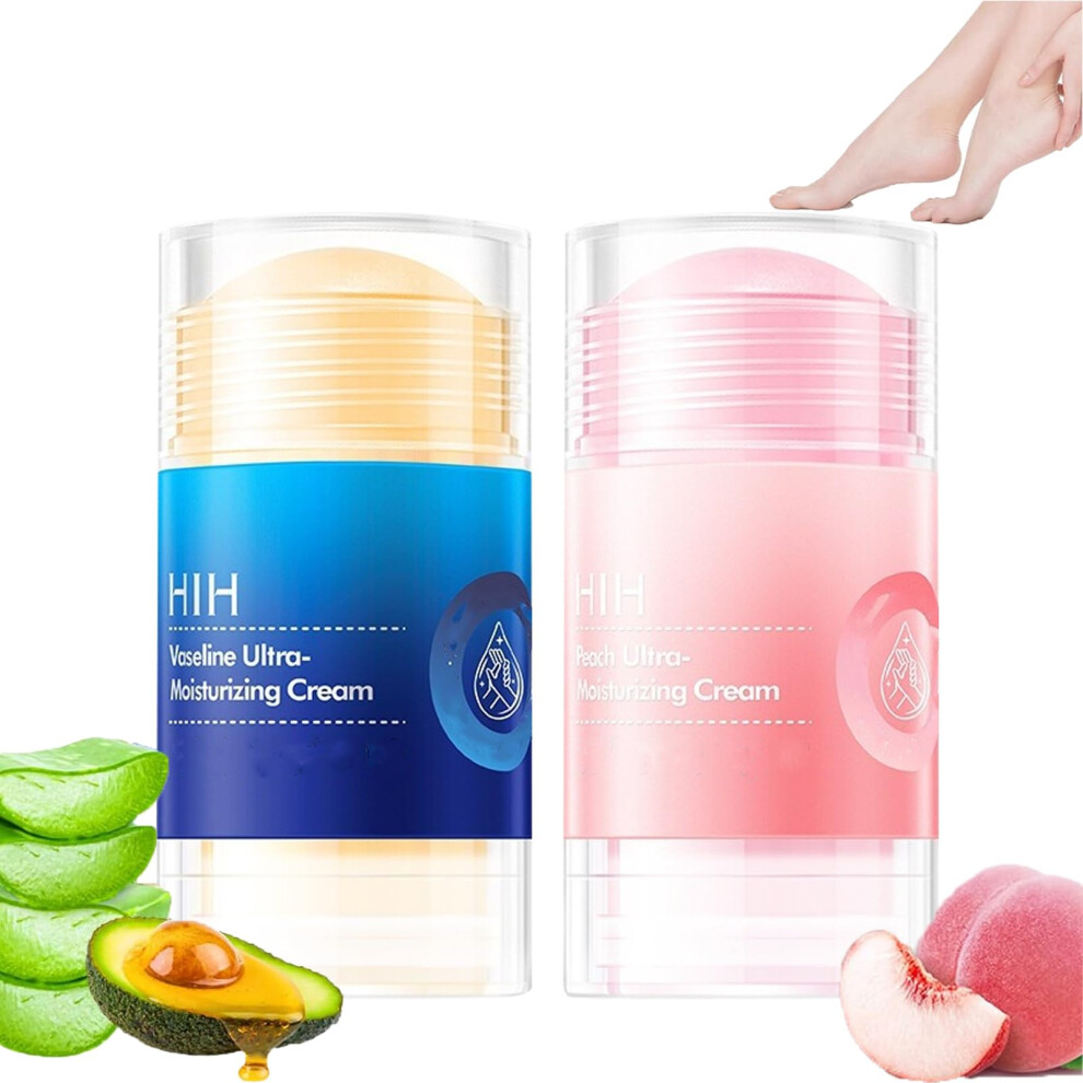 Peach/Cream Heel Balm For Dry Cracked Feet Hands Elbows, Deep Hydration Shea Butter 40G X2