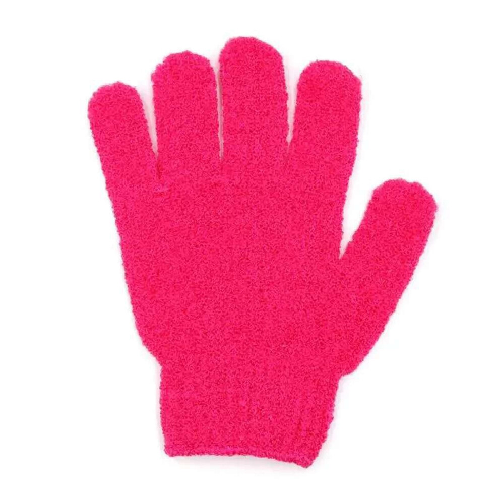 Bath Exfoliating Glove Red Nylon with Deep Cleaning Texture for Shower and Body Scrub