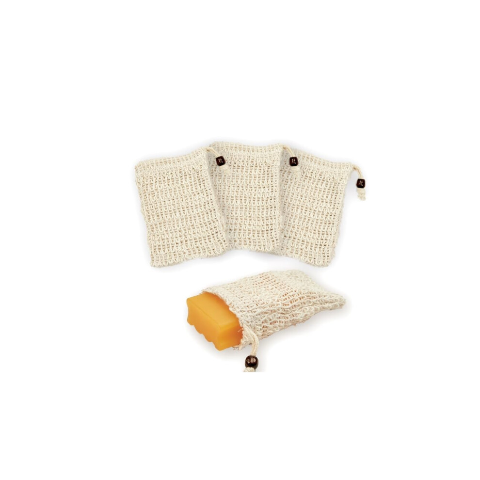 4pcs Natural Cotton Soap Saver Bags with Drawstring, Exfoliating Pouch for Bath and Shower