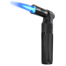 Butane Torch with Powerful 2850F Flame, Refillable Kitchen Blow Torch for Cooking, BBQ, Crème Brulee, Black