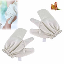 Dry Brushing Gloves Raw Silk Exfoliating for Body and Face Gentle Skin Care 2pcs Reusable
