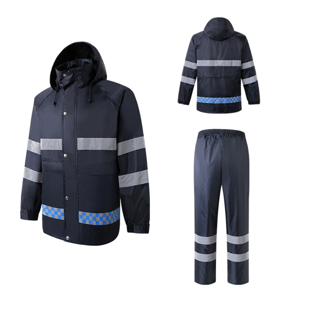 High Visibility Waterproof Raincoat Suit Men's Hooded Reflective Outdoor Gear L 9371374017125