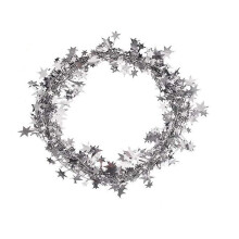 Christmas Tinsel Garland, Silver Star Wire, Flexible 50ft for Tree and Holiday Party Decor