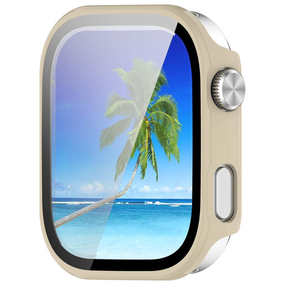 Case For Redmi Watch 6 With Builtin Tempered Glass Screen Protector, Hard Pc Shockproof Cover Ivory White 9070919053917