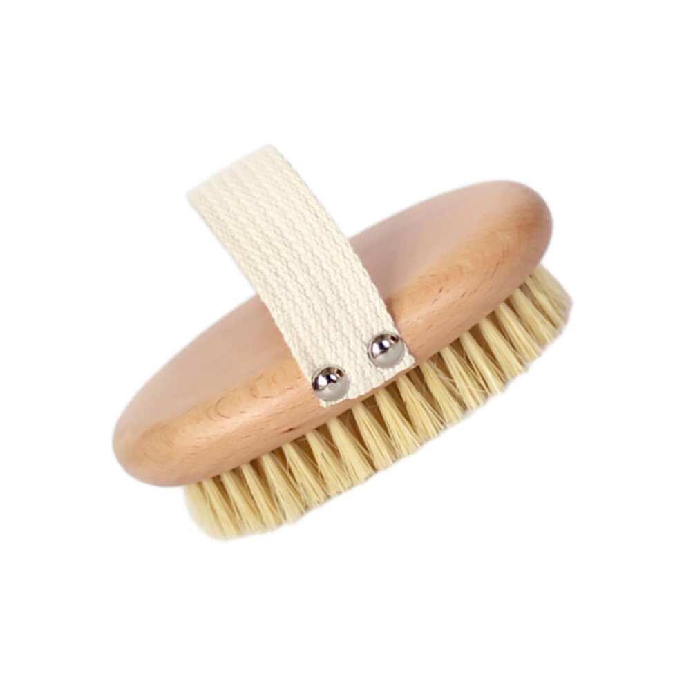 Body Brush with Natural Bristles for Exfoliating Skin, Wooden Handle Dry Brush for Shower and Circulation