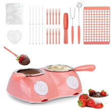 Chocolate Fondue Maker with Dual Pots and Adjustable Temperature Electric Melting Pot Set for Desserts