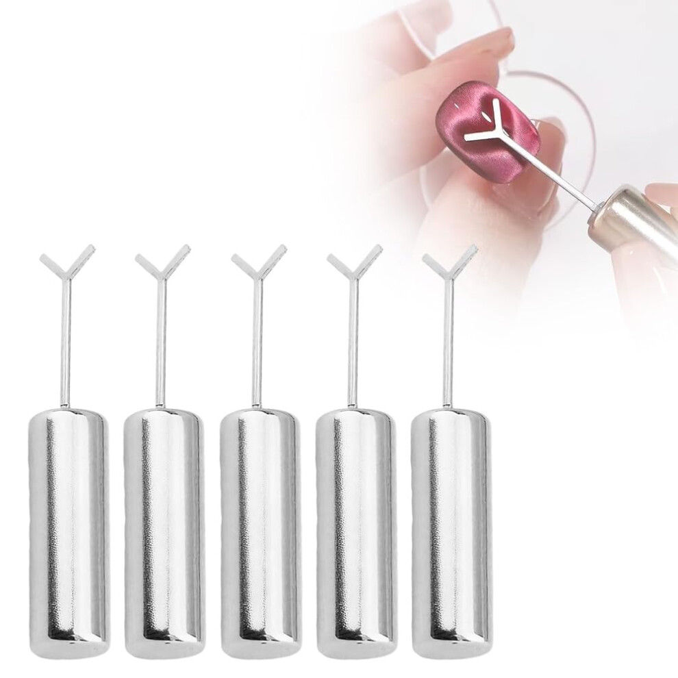 Cat Eye Nail Magnet with YShaped Guide for Precise Magnetic Pattern Heart Design, 5pcs Set