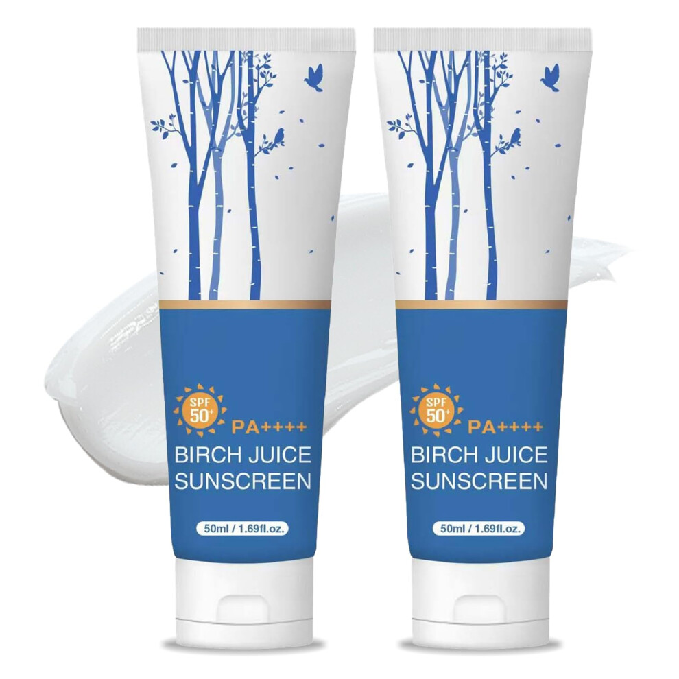 White Korean Spf 50 Sunscreen For Face, Broad Spectrum, No Cast, Deep Hydration, Reef Safe 1.69Oz (2)