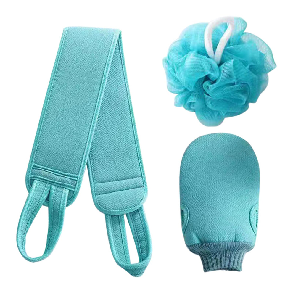 Exfoliating Bath Set with Back Scrubber Gloves and Foot Mat for Deep Skin Cleansing Men Women