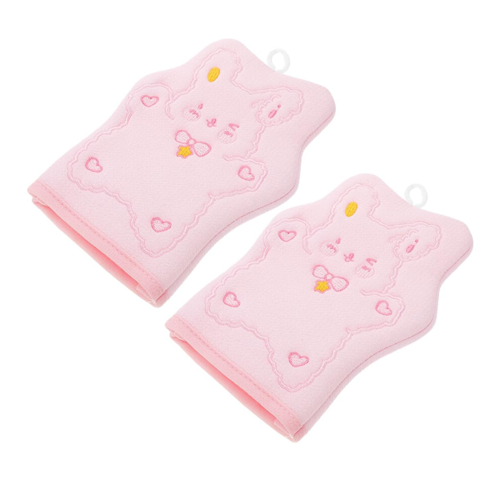 2pcs Rabbit Pattern Exfoliating Bath Mitts with Cotton Viscose Body Scrubbing Gloves for Adults and Kids