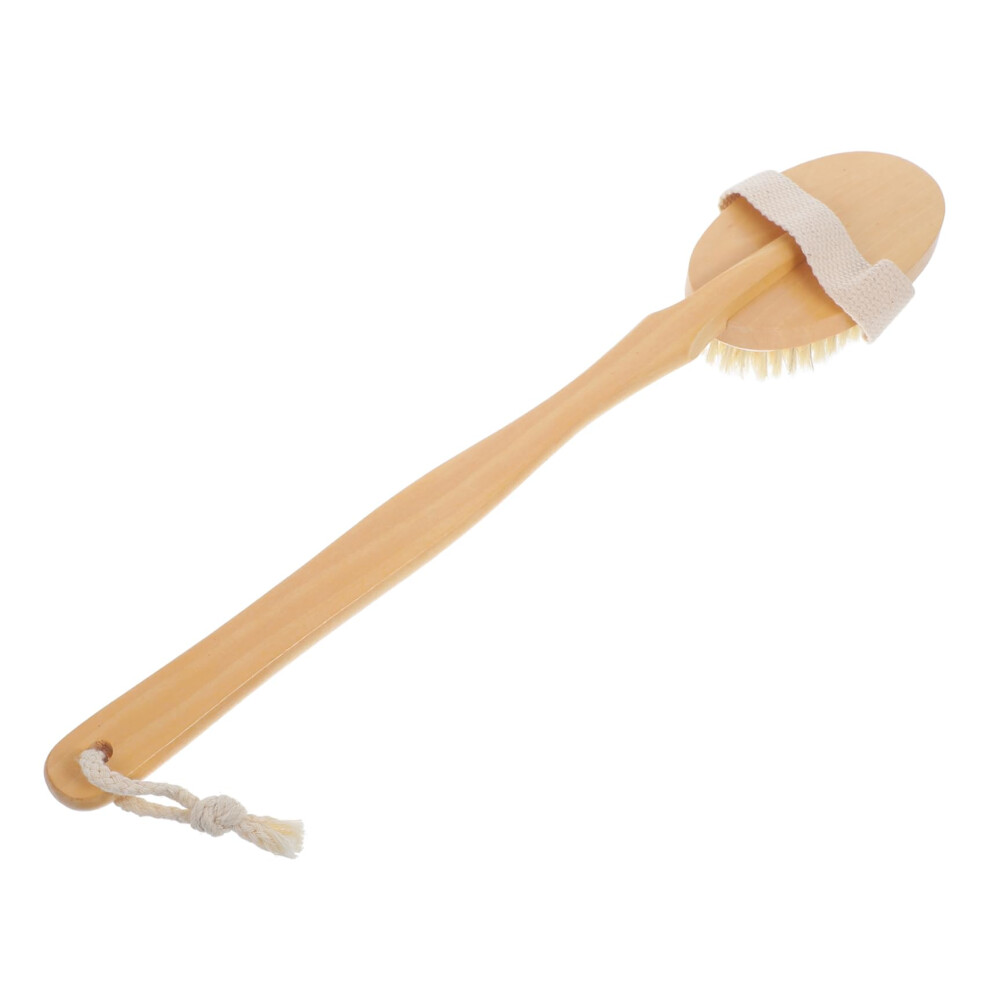 Long Handle Shower Brush with Natural Boar Bristles, Soft Back Scrubber for Gentle Exfoliation