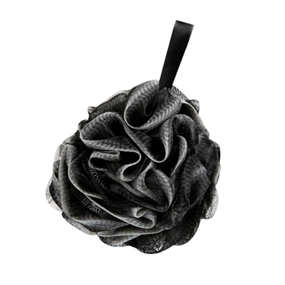 Black Shower Loofah Bath Sponge With Soft Mesh For Gentle Exfoliation And Rich Lather,