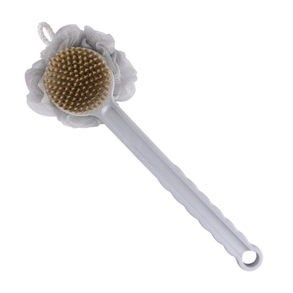 DoubleSided Long Handle Bath Brush Back Scrubber with Bristles and Loofah for Shower and Bath