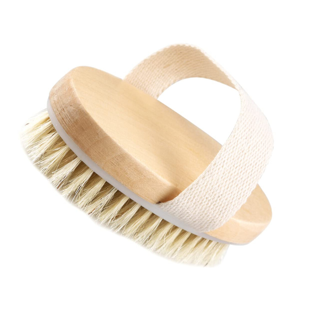 Body Brush with Natural Bristles for Gentle Exfoliation and Improving Circulation Flow