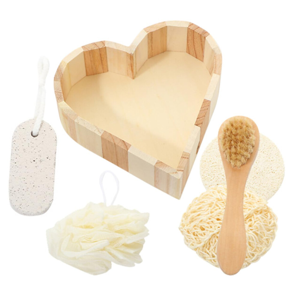 Body Scrubber Kit with Loofah Brush and Foot Cleaning Stone for Dual Exfoliation Spa Shower