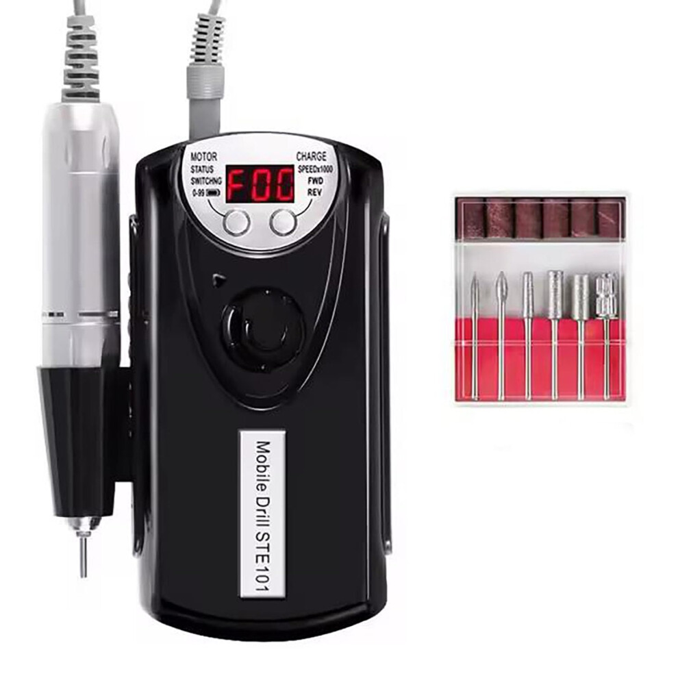 Black Electric Nail Drill 30000 Rpm Rechargeable Nail File For Acrylic Nails With Long Battery Life