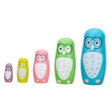 Wooden Owl Nesting Dolls Set of 5 Handmade Educational Matryoshka for Kids and Home Decor