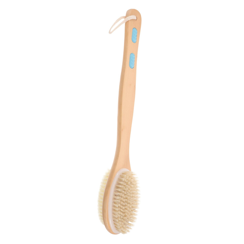 Shower Brush with Natural Bristles, Body Exfoliating Back Scrubber for Deep Cleansing and Massage