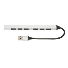 Hub USB in alluminio, 7 porte, hub USB C, funzione OTG 3.0, trasferimento dati veloce, adattatore USB alimentato, design ultra sottile per laptop,