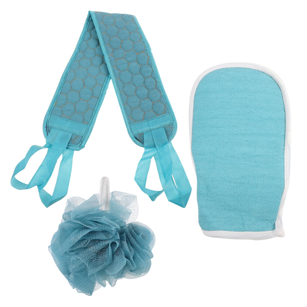 Bath Shower Scrubber Set with Exfoliating Back Scrubber, Bath Gloves and Loofah for Deep Cleaning