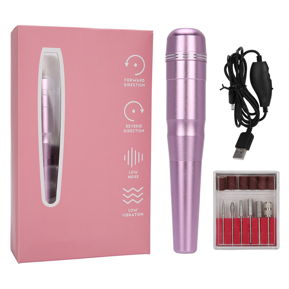 Portable Electric Nail File 20000RPM Rechargeable Nail Drill Machine with Sanding Bands and Drill Bits Low Noise for Manicure and Pedicure