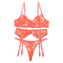 Floral Lace Underwire Sheer Bra And Panty Set For Women, See Through Underwear With Garter Belt Lingerie Set Adjustable Shoulder Straps Ideal For