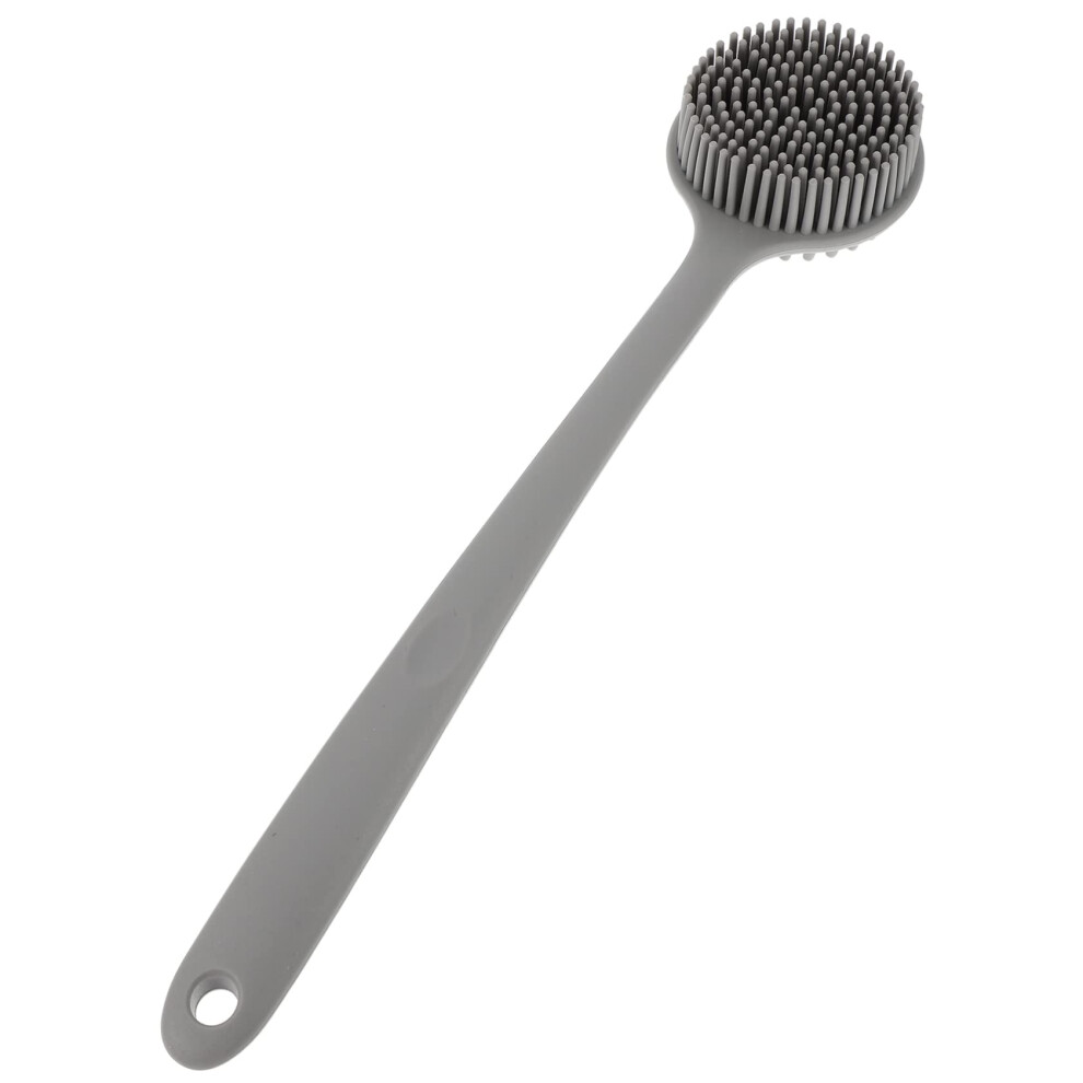 Silicone Back Scrubber with Long Handle, Ergonomic Grip Shower Brush for Exfoliating Skin