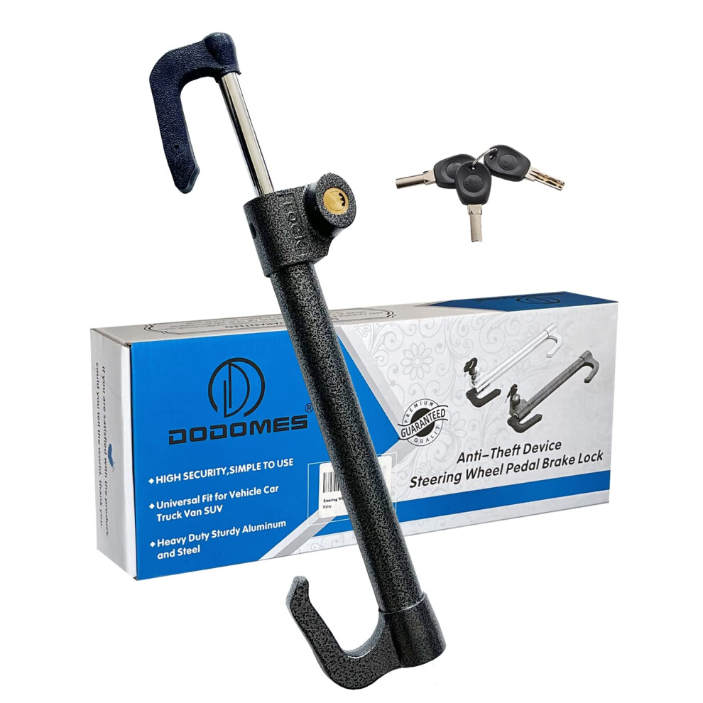 Steering Wheel Lock Car Antitheft Device, Adjustable Pedal Brake Security Tool With Keys, Flower Grey 9092120476224