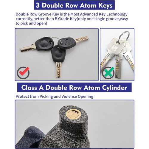 Steering Wheel Lock Car AntiTheft Device, Adjustable Pedal Brake Security Tool with Keys, Flower Grey 2