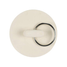 1 7/8 Inch White Rubber Bathtub Drain Stopper with Easy Lift Ring Handle and LeakProof Seal