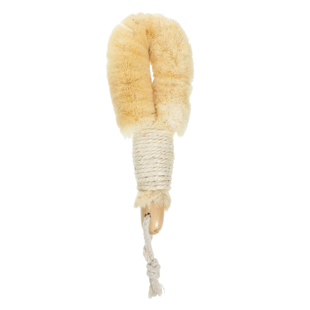 Body Scrubber Brush with Ergonomic Wooden Handle for Dry and Wet Use Full Body Exfoliation