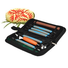 9 PCS Food Carving Tools Set with Storage Bag, Stainless Steel Vegetable and Fruit Garnishing Kit, Blue