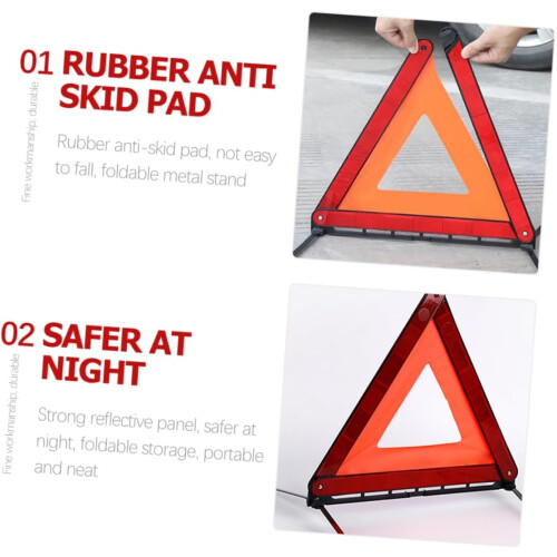Emergency Warning Triangle with  Visibility Reflection for Semi Truck and Car Breakdown 1