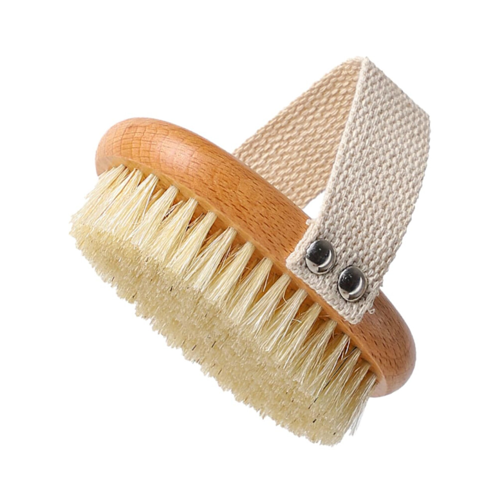 Body Scrub Brush with Natural Boar Bristles for Gentle Exfoliation and Massage, Ergonomic Grip