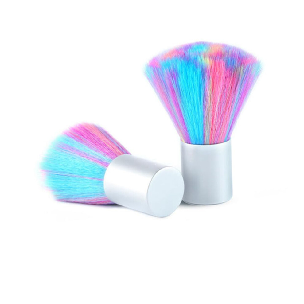 Light 2Pcs Nail Dust Brush With Rainbow Bristles For Gentle Manicure Cleaning And Nail Art