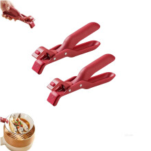 2PCS Hot Plate Gripper Tongs with NonSlip Grip, AntiScald Bowl Plate Holder for Kitchen (Red)
