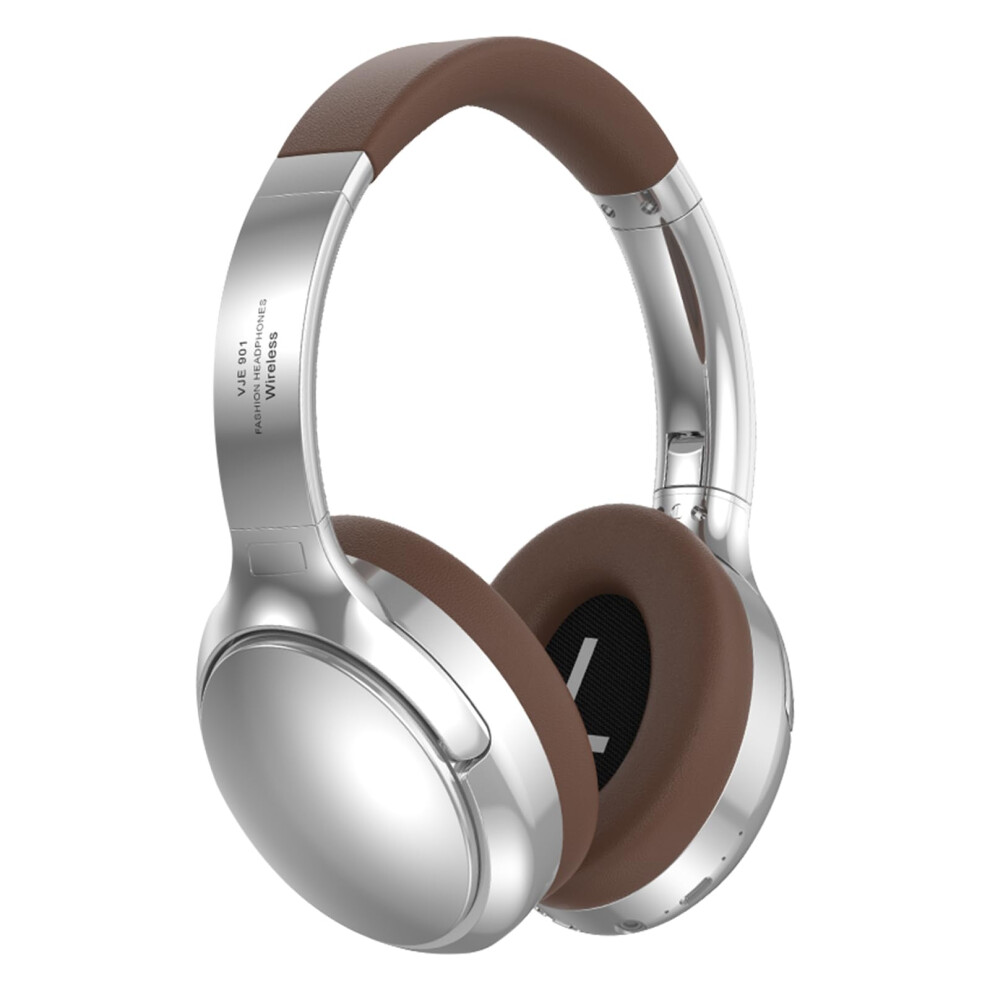 Noise Cancelling Wireless Over Ear Bluetooth Headphones 60H Playtime Mic Foldable Silver/Brown 9092120477290