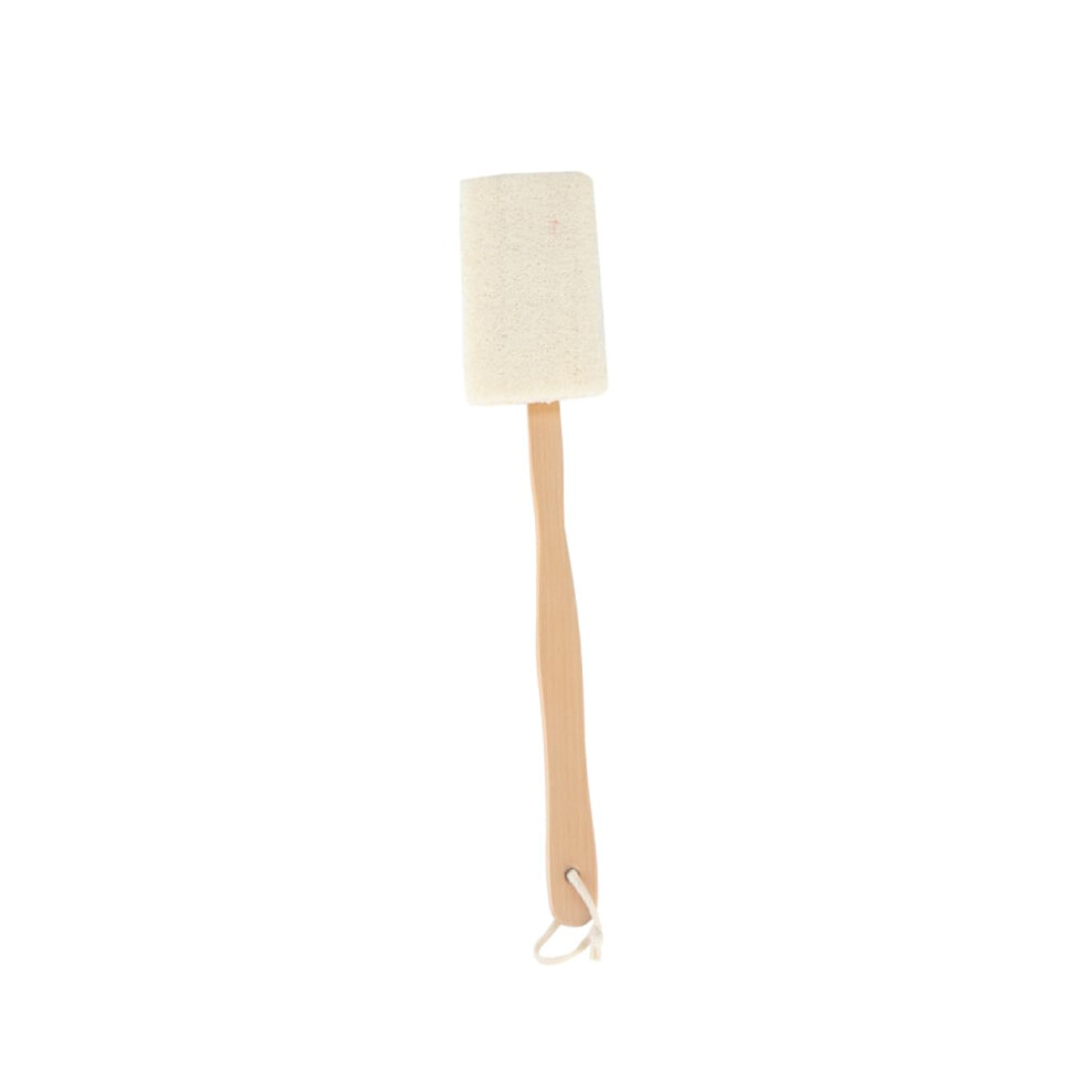 Bath Brush with Natural Loofah Back Scrubber, Long Wooden Handle for Deep Cleansing and Exfoliating