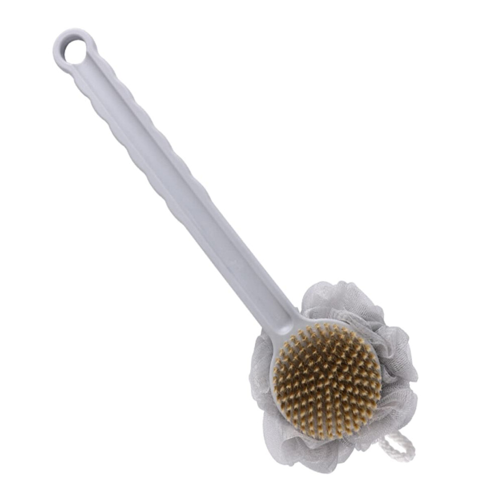 Long Handle Bath Brush and Back Scrubber with DualSided Heads for Exfoliation and Massage