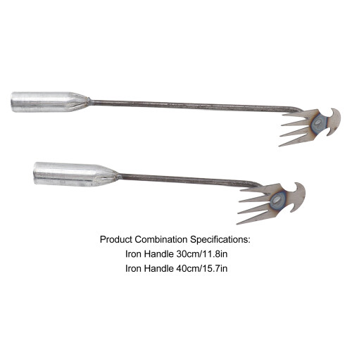 2Pcs Metal Weeding Tool Set - 4 Teeth Dual Purpose Weed Puller, 30cm & 40cm Handles 1