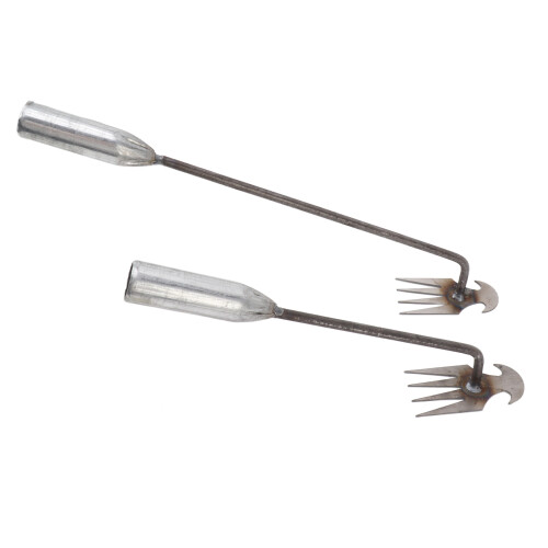 2Pcs Metal Weeding Tool Set - 4 Teeth Dual Purpose Weed Puller, 30cm & 40cm Handles 2