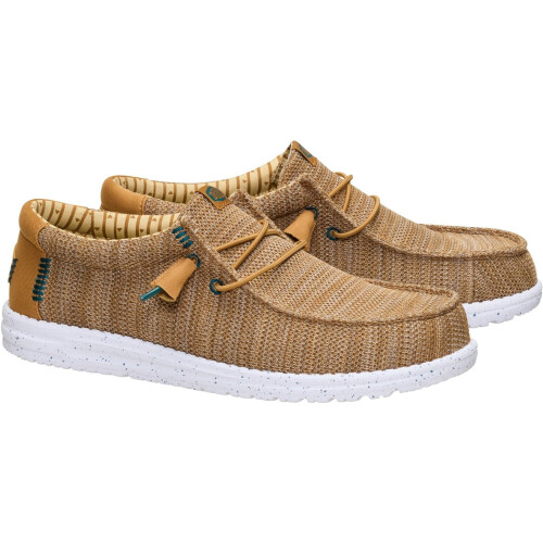 (, ) HEYDUDE Wally Stretch Sox Polyester Men's Bone Brown/Multi Loafers 2