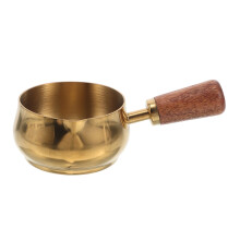 Stainless Steel Sauce Cup 180ml with HeatResistant Wood Handle for Chocolate Melting and BBQ