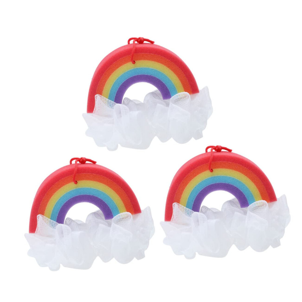 3pcs Rainbow Bath Sponge Set for Rich Foaming Lather and Gentle Skin Exfoliation